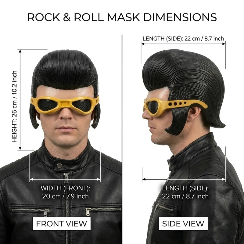 Elvis Presley Inspired Half Face Latex Mask Retro Rock & Roll Costume Prop for Halloween