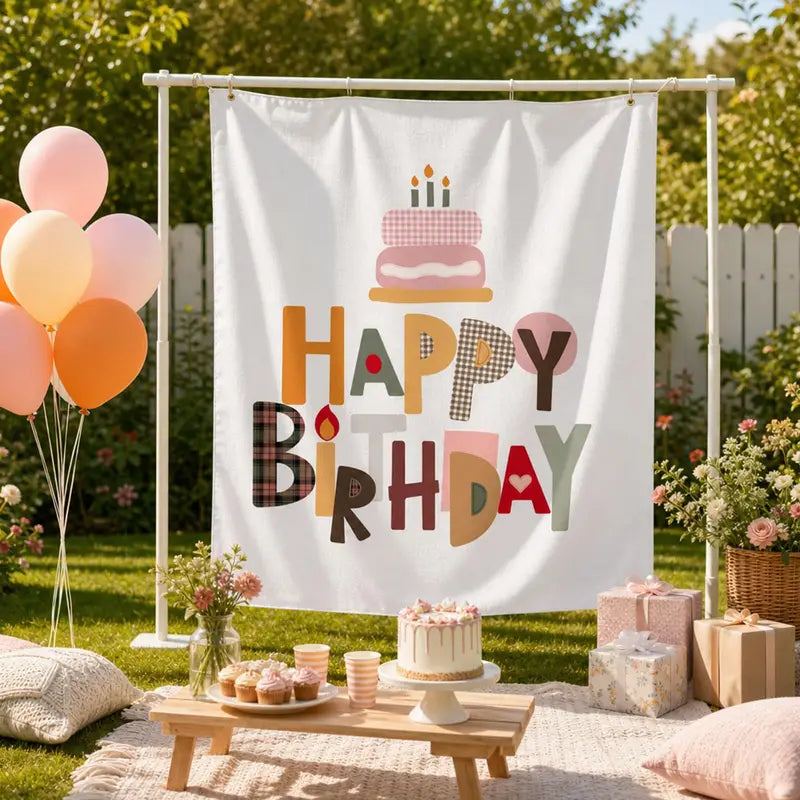 Birthday Celebration Tapestry Wall Decoration for Parties, Kids, Pets & More