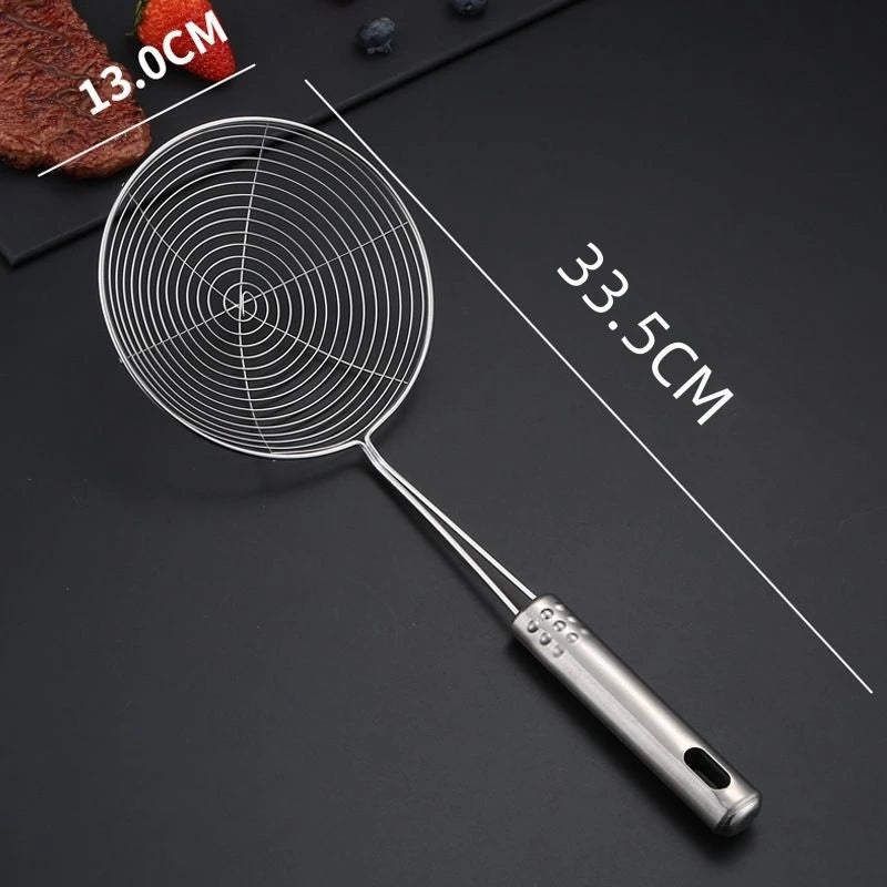 Stainless Steel Mesh Skimmer Spoon Multi-Function Kitchen Strainer with Long Handle