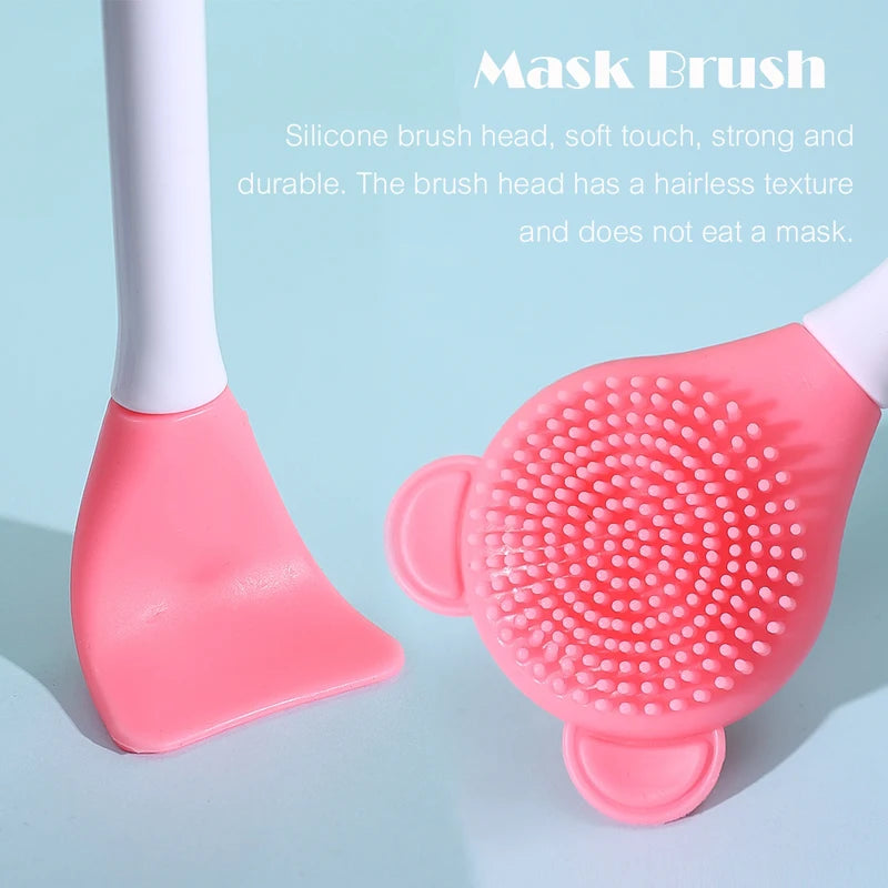 Double Head Silicone Facial Mask Brush Applicator for Skin Cleansing and Makeup