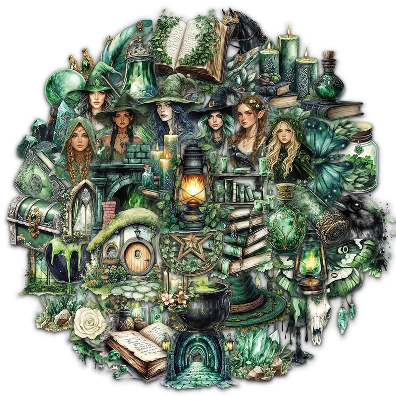 50PCS Witch of the Woods Theme Waterproof Stickers for Scrapbooking & Phone Cases