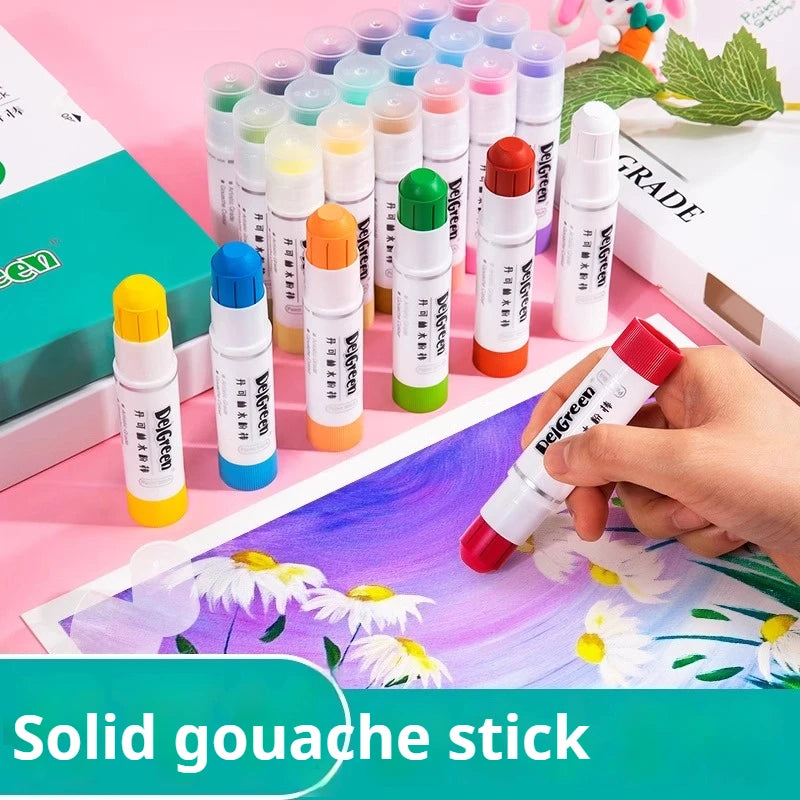 Artist Grade Soft Solid Gouache Paint Sticks - 6 12 18 24 Colors, Non-Toxic