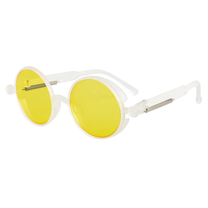 Luxury Classic Gothic Steampunk Round Sunglasses Men Women High-Quality PC Frame