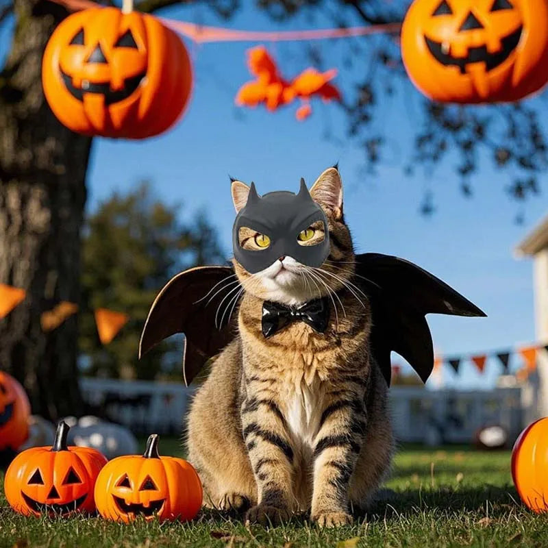 Pet Bat Mask Cosplay Costume for Cats & Dogs - Fun Halloween Party Accessory