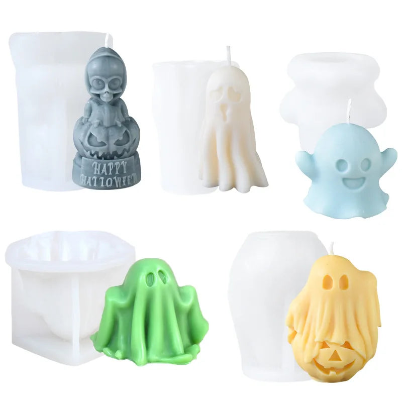 Halloween Ghost Candle Mold for DIY Pumpkin and Ghost Decorations, Silicone Craft Kit