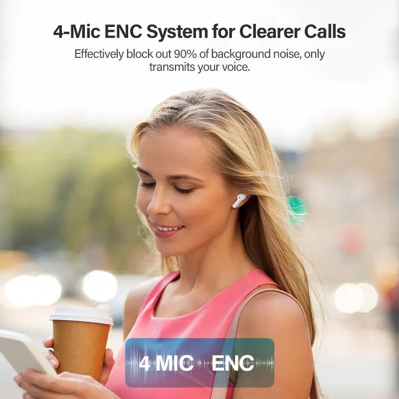 Wireless Earbuds with 40H Playtime, Noise Cancelling Microphones & Touch Control