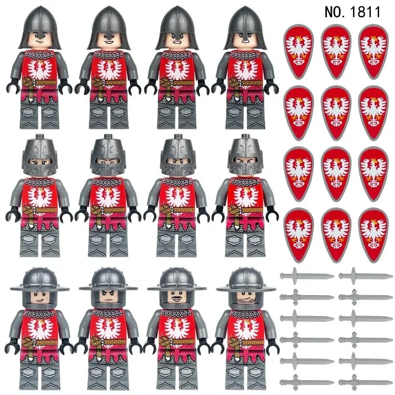 Medieval Corps Toy Figures & Shields - Humanoid Dolls for Kids, Birthday Gifts
