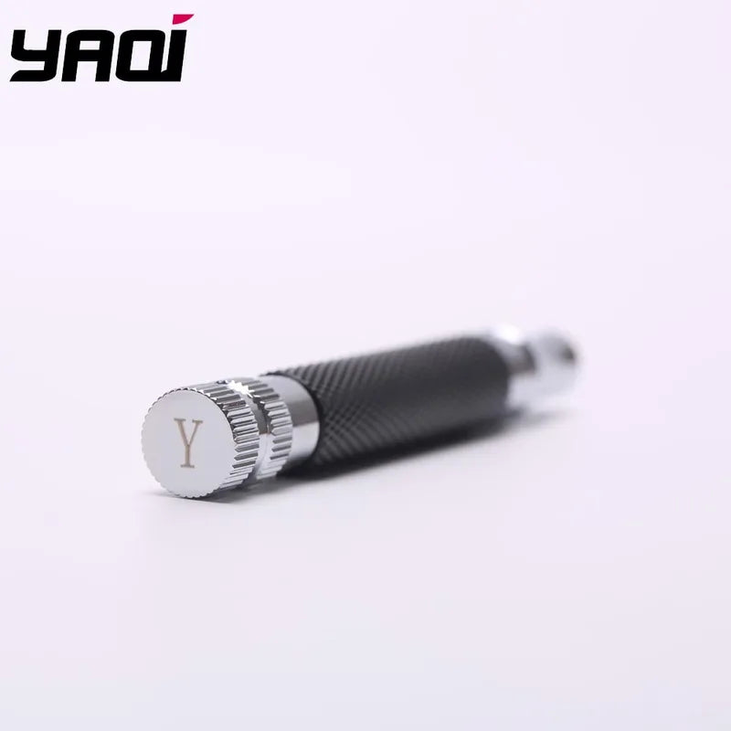 Brass Safety Razor Handle for Men Black and Chrome Finish 91mm