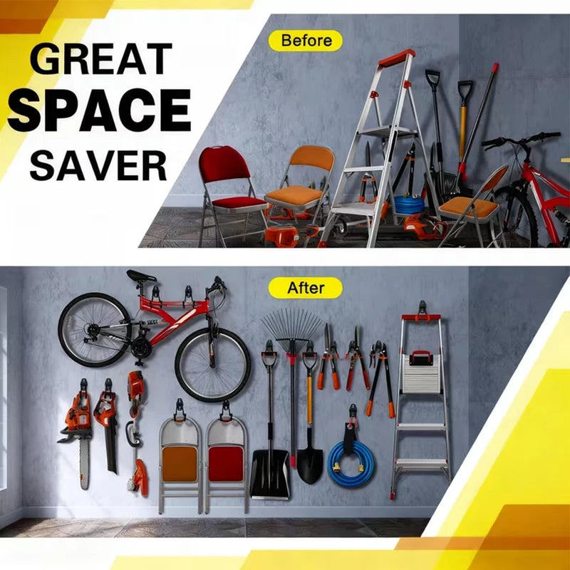 Heavy Duty Wall Mount Metal Hook Garage Organizer for Bicycle Ladder Garden Tools