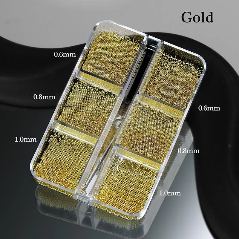 Mini Caviar Beads Nail Art Sets - 12Grid & 6Grid Strass Nail Diamonds for DIY Manicure