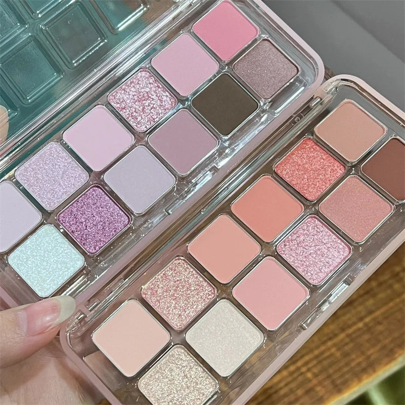 12-Color Glitter & Matte Eyeshadow Palette for All Occasions - Vibrant & Long-Lasting