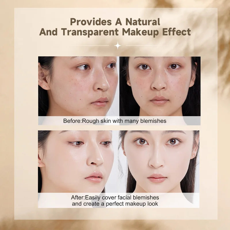 Watery Double-Headed Foundation Stick with Brush - Natural Long-Lasting Face Makeup