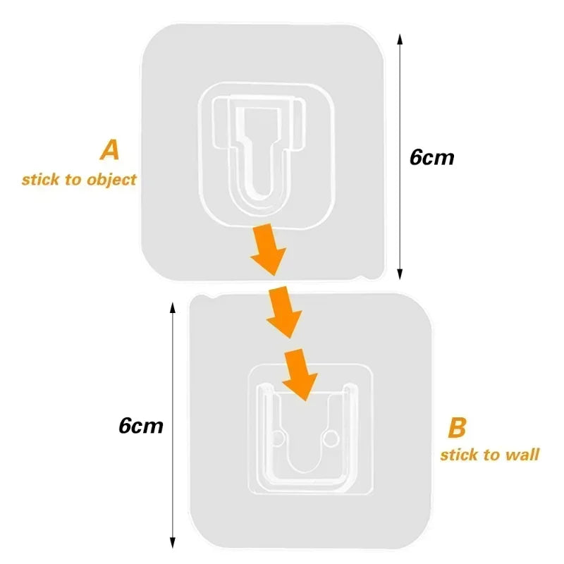 Double-Sided Adhesive Wall Hooks - Strong Transparent Traceless Kitchen & Bedroom Storage Holders