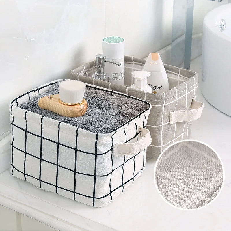 Cotton Hemp Storage Basket with Handheld Handle for Closet and Home Organization
