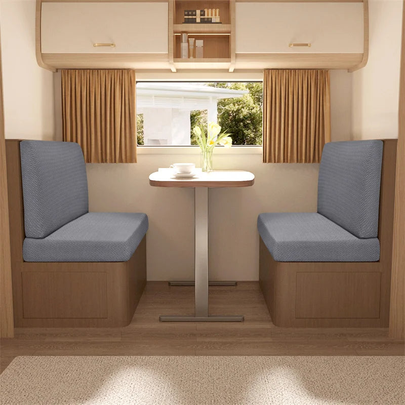 Polar Fleece RV Dinette Cushion Covers Set - Stretch Couch & Booth Seat Protectors