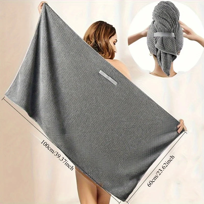 Extra Large Microfiber Hair Towel Wrap - Quick Dry Turban with Elastic Band