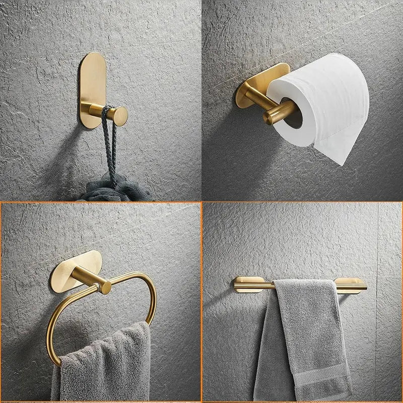 Self-Adhesive Stainless Steel Towel Holder for Bathroom & Kitchen - No Drilling