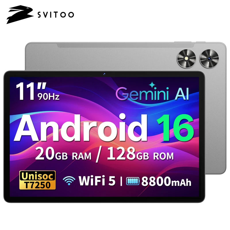 10.95 Inch Android Tablet with 90Hz HD IPS Screen 128GB Storage 4GB RAM