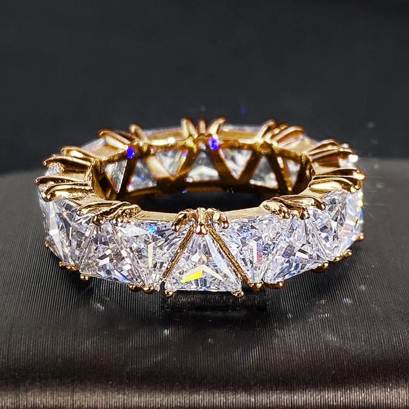 Luxury Wedding Band Promise Ring for Women - Unique Triangle Cubic Zirconia Jewelry