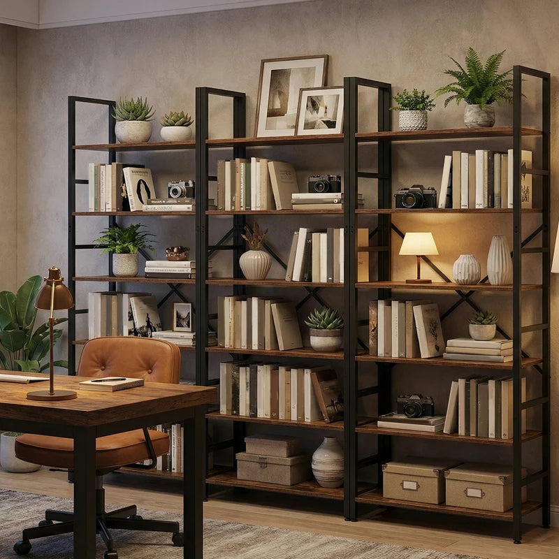 Modern 5 or 6 Tier Bookcase Corner Storage Organizer for Home Garage