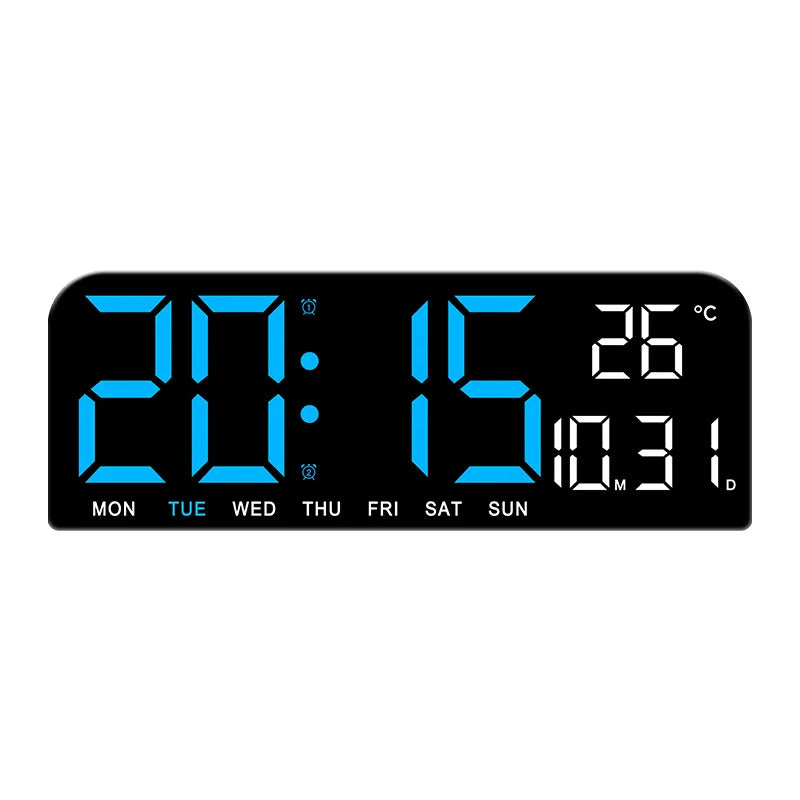 Large LED Digital Wall Clock with Temperature Date Week Display Countdown Brightness Adjustable Dual Alarm