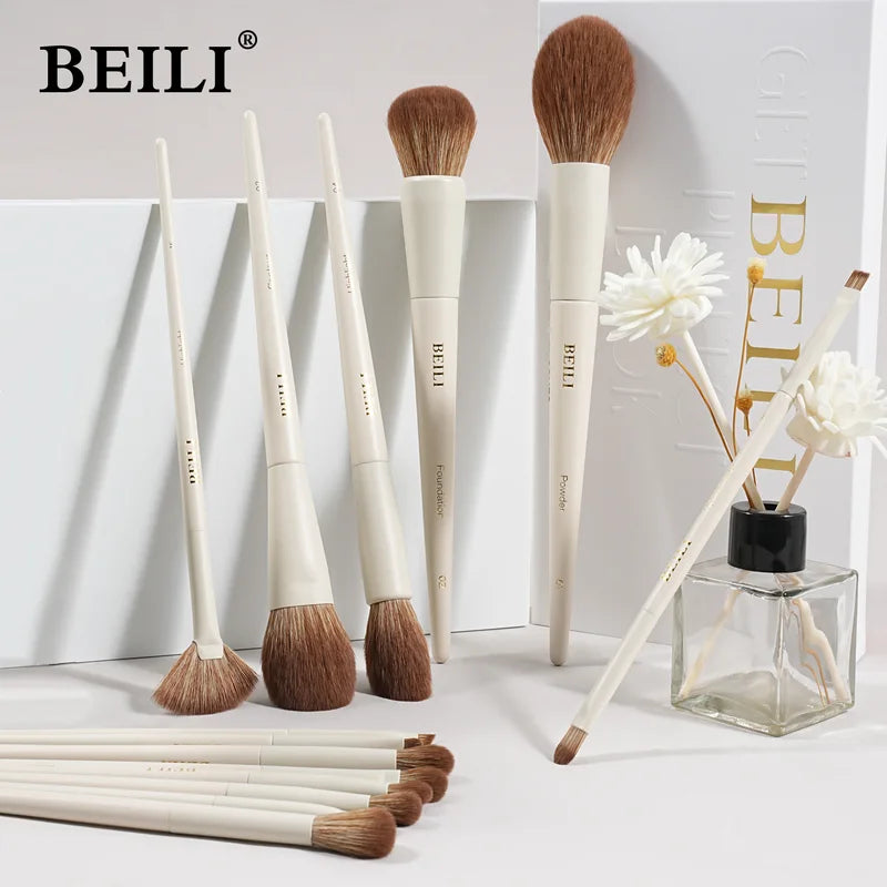15-Piece Professional Makeup Brush Set - Soft Vegan Face & Eye Brushes