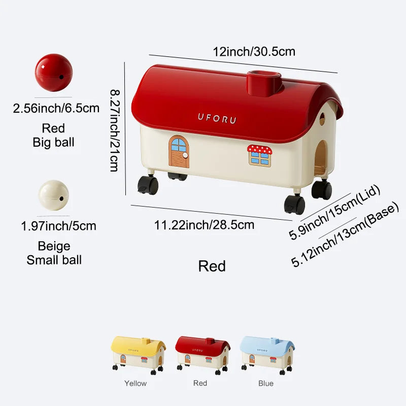 Cartoon House Cable Management Box with 360° Wheels Large Ventilation Home Storage