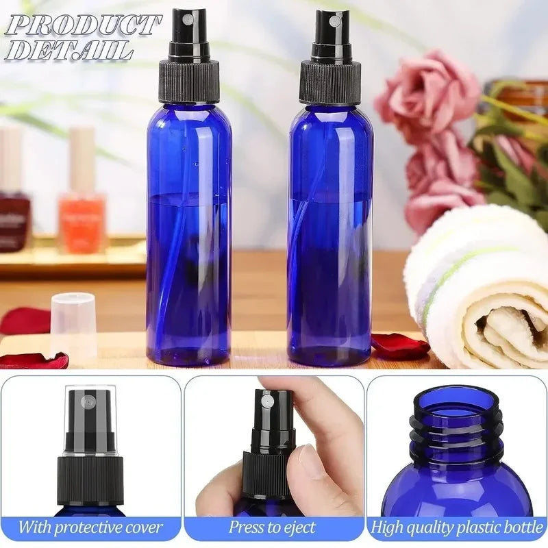 50PCS Refillable Travel Size Blue Plastic Fine Mist Spray Bottles for Liquids