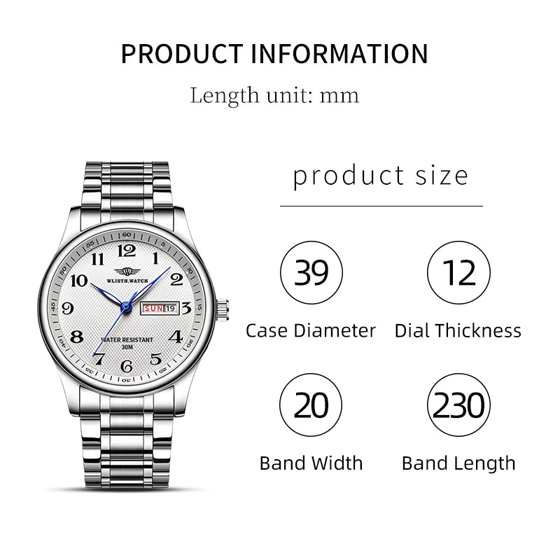 Men's Retro Business Watch Waterproof Steel Band Quartz Timepiece