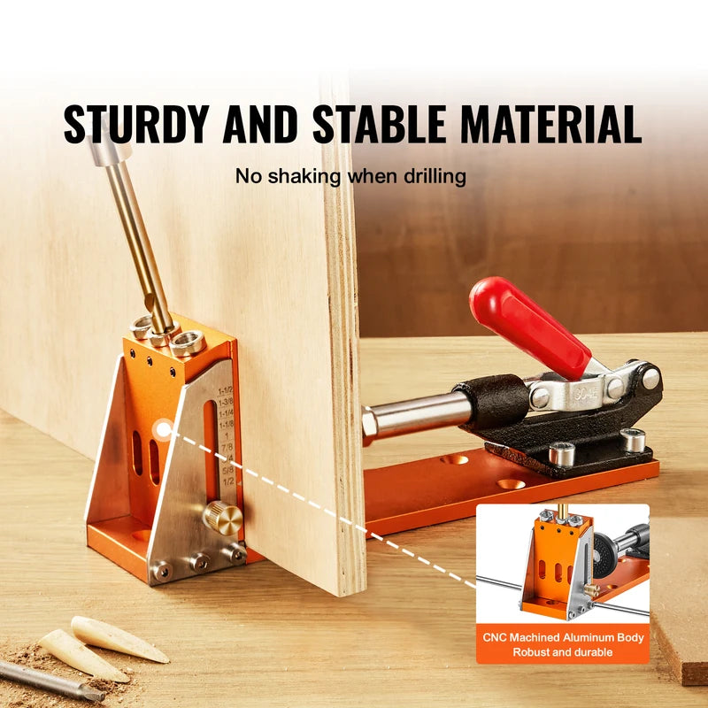 30-Piece Pocket Hole Jig Kit for Woodworking with Adjustable System and Step Drills