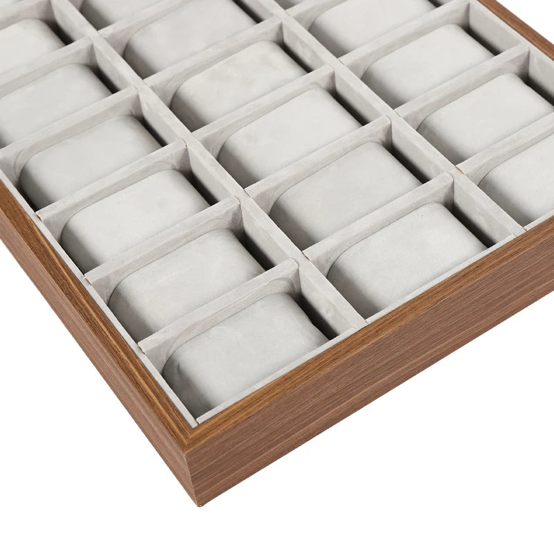 30 Compartments Watch Box Jewelry Organizer with Wooden Finish