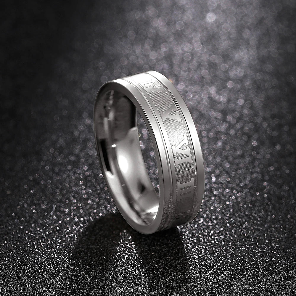 Vintage Roman Numerals Men Ring - Stainless Steel Temperament Jewelry Gift