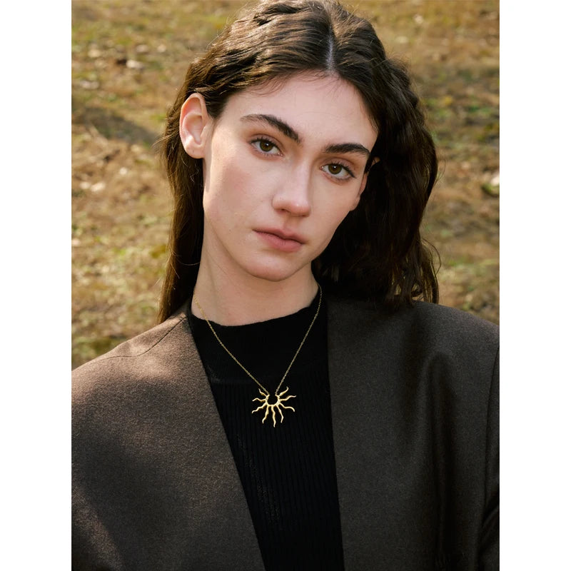 Trendy Sun Pendant Necklace Stainless Steel Jewelry Waterproof Gift