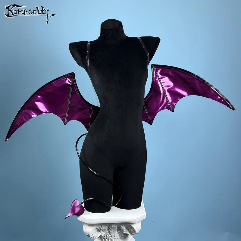 Halloween Cosplay Devil Bat Wings Prop for Costume - Purple & Black
