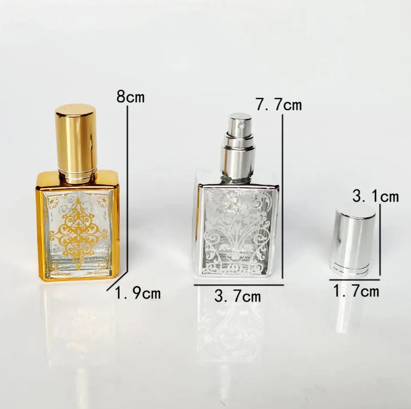Mini 15ml Glass Perfume Spray Bottle - Portable Liquid Cosmetic Container with Gold Finish