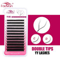 Premade Eyelash Extensions Double Tips Y-Shape Mink Lash Fans C D Curl 0.07mm