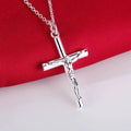 925 Sterling Silver Necklace Pendant Chain with Cross for Women Jewelry Gift