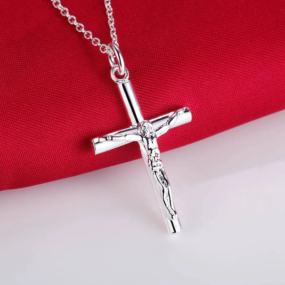 925 Sterling Silver Necklace Pendant Chain with Cross for Women Jewelry Gift