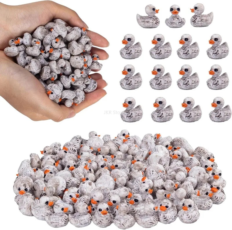 Gothic Skull Duck Figurines Set - Resin Halloween Desk Decor & Collectibles