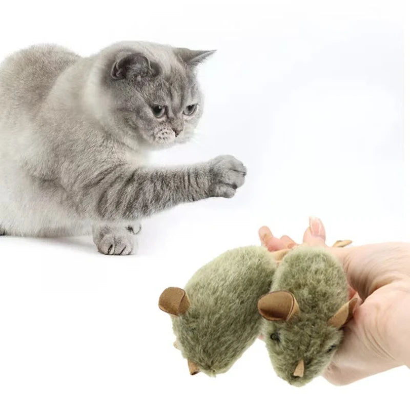 Interactive Plush Cat Toy Mouse with Chirping Sound - Bite-Resistant Kitten Toy, 14cm