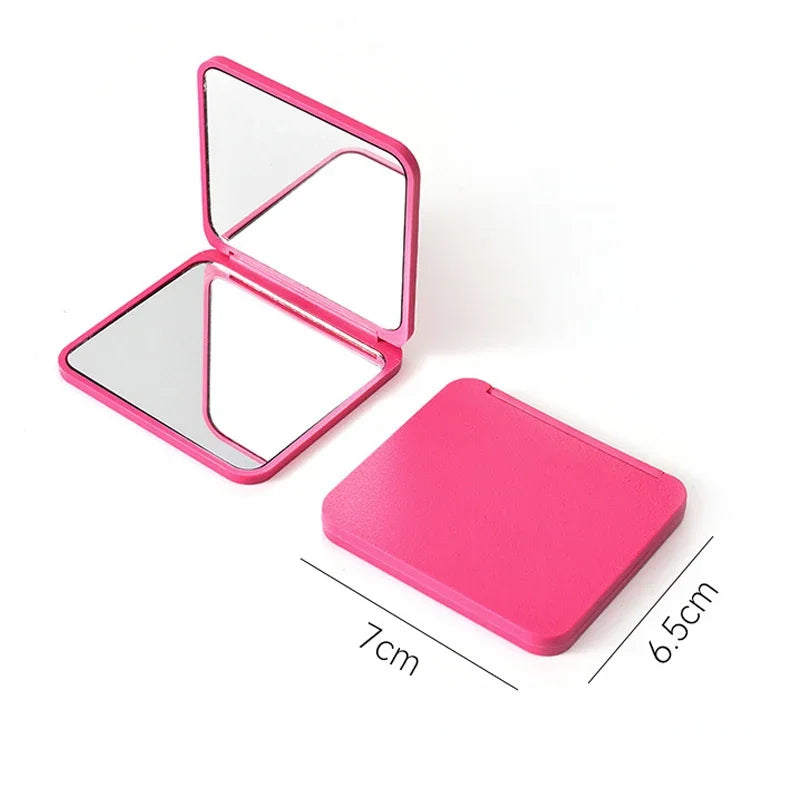 2-Face Portable Makeup Mirror Double-Sided Compact Hand Mirror for Girls