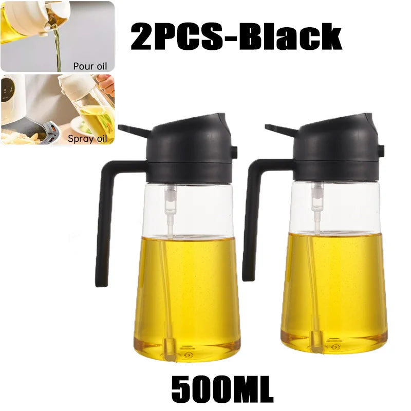 2-in-1 500ml Refillable Oil Spray Bottle for Cooking & Baking