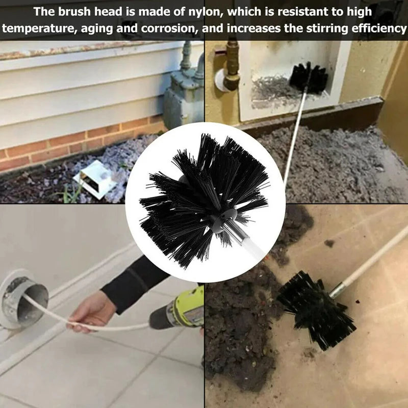 Extendable Chimney and Dryer Vent Cleaning Brush - Flexible Air Duct Tool