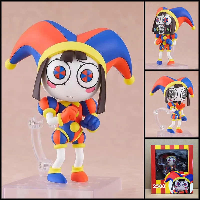 Chibi Pomni Digital Circus Collectible Figure with Interchangeable Face - Desktop Ornament