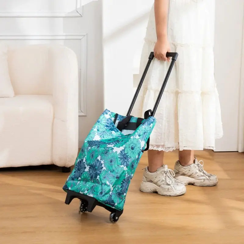 Large Capacity Waterproof Foldable Shopping Cart with Retractable Handle and Wheels
