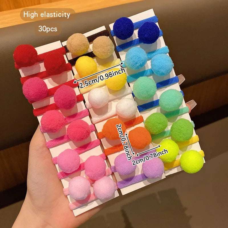 Colorful Hair Bands Set - 30 Elastic Hair Ties & Rubber Bands for Daily Use