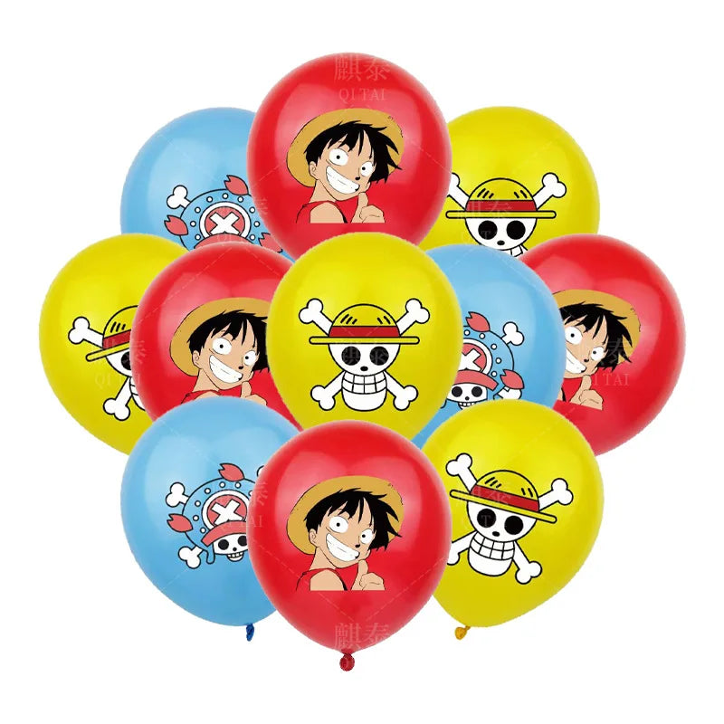 18Pcs Anime Themed Latex Balloons for Birthday Party Decorations - Luffy Character 12 Inch