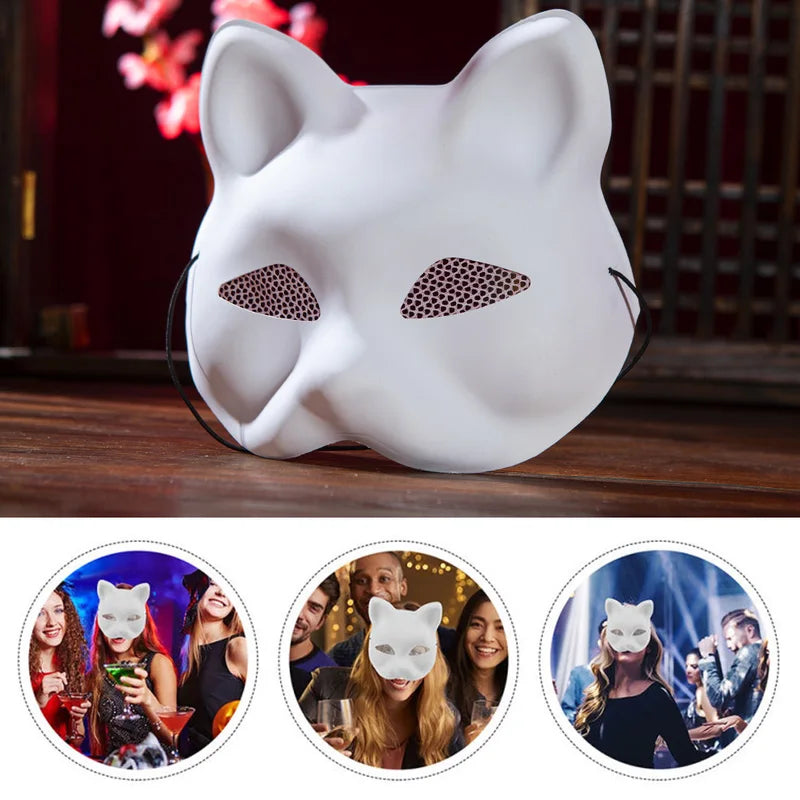 DIY Unpainted Cat Face Mask for Halloween Party & Cosplay - PVC Masquerade Prop