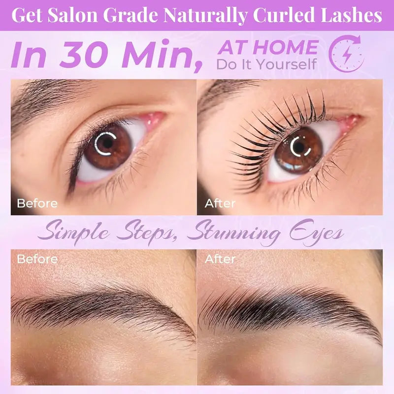 Eyelash Lift Kit 2-in-1 Eyebrow Lamination Set with Silicone Shields - Soft Formula
