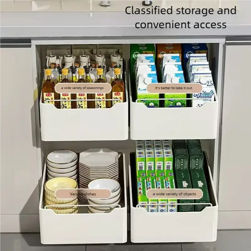 Kitchen Storage Rack with Pull-Out Drawer and Slide Rails – Cabinet Organizer for Spices and Kitchen Items